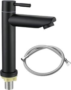 Rubinetto per bagno e WC - Acqua fredda, WC per ospiti, comando monocomando - Attacco rubinetto da 80 cm - Acciaio inossidabile