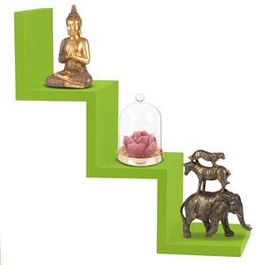 Mensola Parete Moderna Design Zig Zag Mensole Muro Scaffale 3 Ripiani Verde