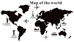 Mappa del mondo Adesivo da Parete Mappamondo Globo Lavagna 102cm PVC + Gessetti