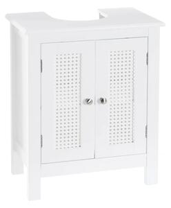 Mobile Sottolavabo da Bagno Sottolavello in Legno Bianco con Mensola 48x30x60 cm