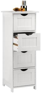 Mobile Bagno Cassettiera 4 Cassetti con Ripiano Legno MDF Bianco 30x30x82cm