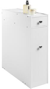 Mobiletto Salvaspazio Bagno Mobile in Legno MDF Bianco con Cassetti 48x16x58cm