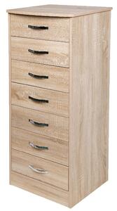 Mobile Cassettiera 7 Cassetti Settimino in legno MDF 46x42x116cm Quercia Moderno