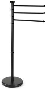 Piantana Portasciugamani Milano da bagno 3 Bracci in Metallo Nero 22x31x85 cm