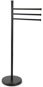 Piantana Portasciugamani Parigi da Bagno 3 Bracci in Metallo Nero 20 x 83 cm