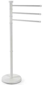 Piantana Portasciugamani Milano da bagno 3 Bracci in Metallo Bianco 22x31x85 cm