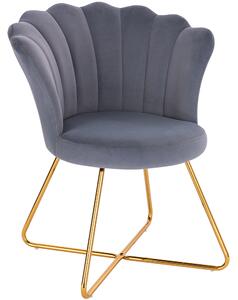 Sedia Relax con Schienale e Seduta in Velluto Grigio Struttura Metallo