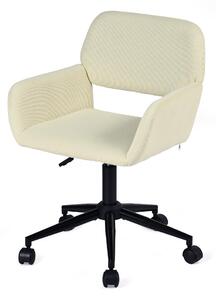 Meubles Cosy: sedia da ufficio in velluto a coste beige con rotelle, poltrona girevole a 360° regolabile in altezza per il tempo libero – ROSS