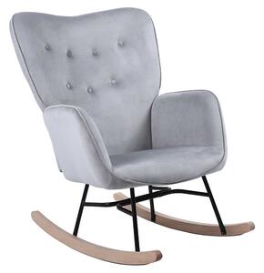 Poltrona Sedia Dondolo Relax Tessuto e Metallo Imbottita Design Moderno Grigio