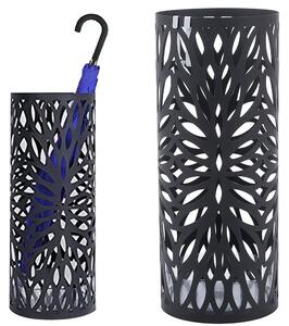 Portaombrelli in Metallo Design Rotondo Stand Nero Vaschetta Salvagoccia