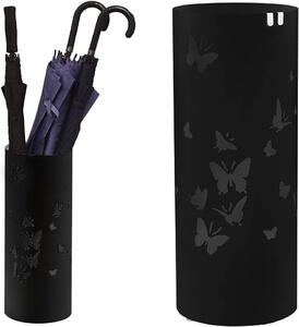 Portaombrelli in Metallo Design Rotondo Stand Nero Vaschetta Salvagoccia