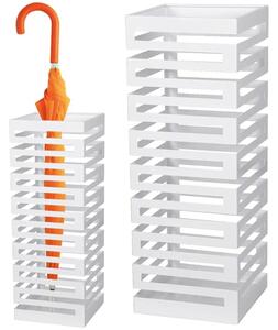 Portaombrelli in Metallo Design Moderno Porta Ombrelli Quadrato Stand Bianco