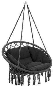 Poltrona Sospesa Giardino Tessuto Sedia Dondolo Pensile Amaca con Cuscino Grigio