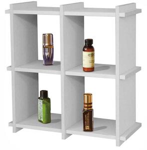 Libreria Scaffale a Parete 4 ripiani Bacheca in Legno Bianco Multiuso
