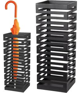 Portaombrelli in Metallo Design Moderno Porta Ombrelli Quadrato Stand Nero