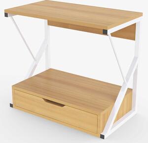 Scaffale Mensola Cucina Mobiletto Porta Microonde Cassetto Metallo Legno Beige
