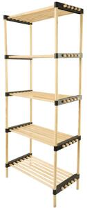 Scaffale Modulare Multiuso Bagno Mensole 5 ripiani Bambù Salvaspazio 28x49x127cm