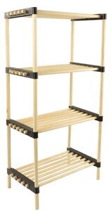 Scaffale Modulare Multiuso Bagno Mensole 4 ripiani Bambù Salvaspazio 48x28x93cm