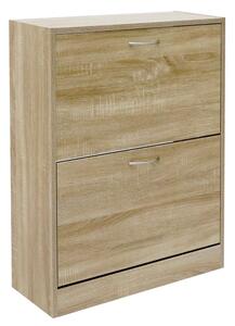 Scarpiera 2 Ante Ripiani Doppia Profondità in Melanina 60x24x83cm Colore Beige