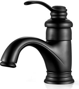 Miscelatore per lavabo retrò nero - rubinetto per bagno con bocca bassa - ottone