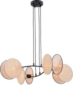 Lampada a sospensione con paralumi a forma di 4 cerchi color crema, regolabile, MOTIF 4xE27 15W Emibig