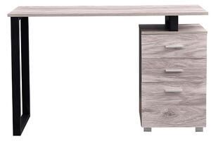 Scrivania con Cassettiera Tavolo Porta Pc Computer Acciaio Legno Ufficio Grigio