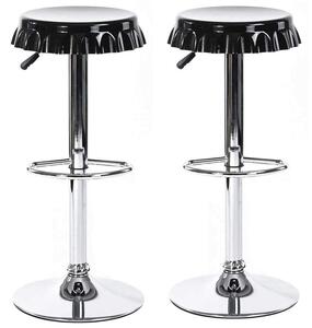 Set 2 Sgabelli Bar Cucina Seduta Forma Tappo di Bottiglia Sgabello Girevole Nero