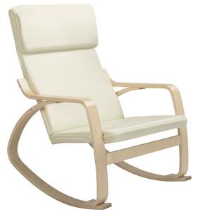 Sedia a Dondolo Poltrona Relax in Cotone Beige con Schienale Cuscino Ergonomici