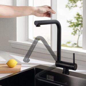 Rubinetto da cucina flessibile, orientabile a 360°, pieghevole a 180°, in acciaio inossidabile nero