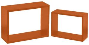 Set 2 Mensole a Muro Moduli da Parete Pensili Rettangolari in Legno Arancione