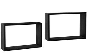 Set 2 Mensole a Muro Moduli da Parete Pensili Rettangolari in Legno Nero 40 cm