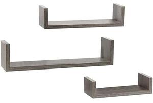 Set 3 Mensole da Parete Moderne Design con Bordi Mensola Scaffale Legno Olmo