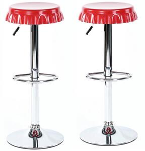 Set 2 Sgabelli Bar Cucina Seduta Forma Tappo Bottiglia Sgabello Girevole Rosso