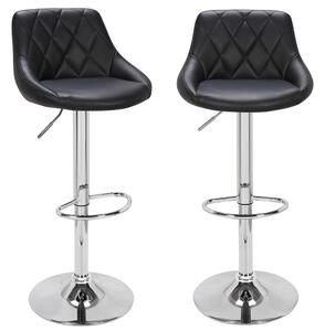 Set 2 Sgabelli Cucina Seduta Pelle Imbottita Sgabello Girevole Casa Bar Nero