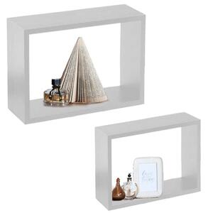 Set 2 Mensole a Muro Moduli da Parete Pensili Rettangolari in Legno Bianco 40 cm