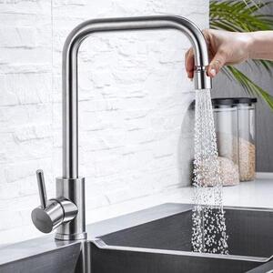 Rubinetto da cucina universale con 2 scarichi - Testa girevole - Rubinetto da cucina in acciaio inossidabile - Azionabile con una sola mano - Rubinetto da cucina girevole a 360 gradi - Rubinetto da cucina con scarico a muro