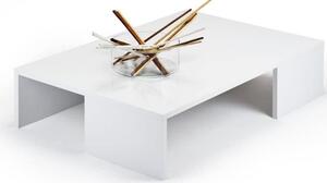Tavolino Caffe Divano Salotto Rettangolare Basso in Legno Design Moderno Bianco