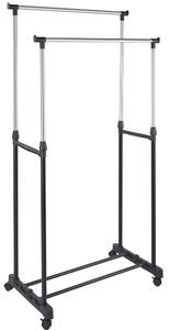 Stand Appendiabiti Doppio con Ruote Stender Regolabile in Altezza 80x40x160cm