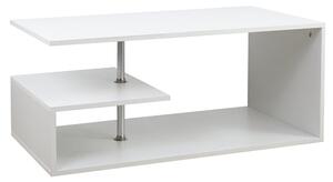 Tavolino Salotto Caffe Rettangolare Design Moderno Legno MDF 3 Ripiani Bianco