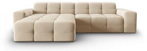 Divano angolare in velluto beige (angolo sinistro) Kendal - Micadoni Home
