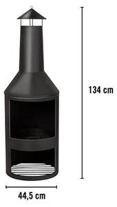Stufa a Legna da Giardino 134x44,5 cm in Acciaio con Attizzatoio Nero