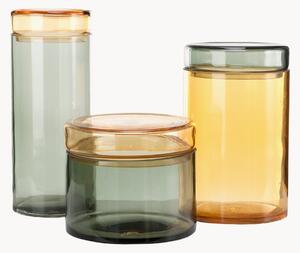 Set di 3 barattoli in vetro soffiato con coperchio Chic