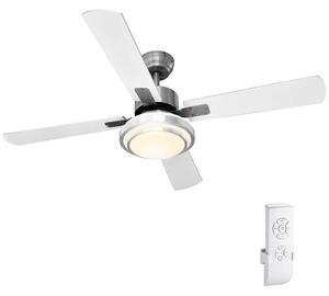 Ventilatore da Soffitto 4 Pale Legno con Lampada Luce LED e Telecomando 130 cm