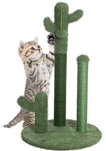 Tiragraffi Graffiatoio Forma 3 Cactus per Gatti Verde con Pallina 34 x 59 cm