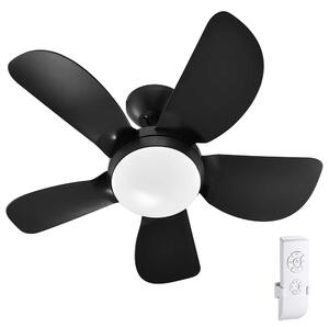 Ventilatore da Soffitto 5 Pale Legno con Lampada Luce LED e Telecomando 76cm