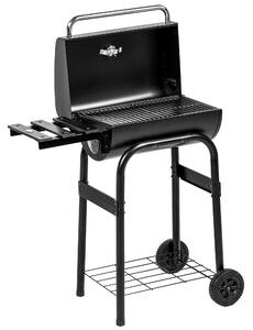 Barbecue a Carbone con Coperchio Termometro e Camino 83x46,5x115 cm in Metallo Nero