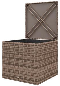 Baule da Esterno in Rattan PE e Acciaio con Fodera Interna 75x75x70 cm Nero e color Sabbia