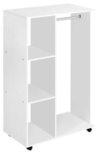 Armadio Guardaroba con Ruote in Legno 80x40x128 cm Bianco