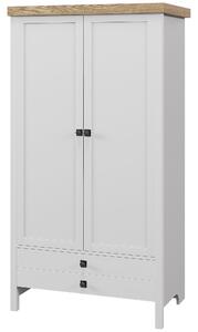 Armadio a 2 Ante con Cassetto Inferiore Barra Appendiabiti e Ripiano 85x55x160 cm Bianco