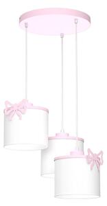 Lampadario a sospensione per bambini SWEET 3xE27/15W/230V bianco/rosa/fiocco